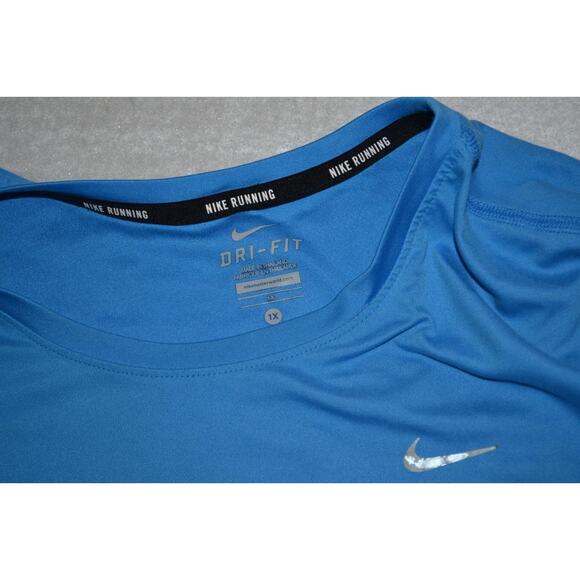 25819-a Nike Gym Shirt Running Workout Blue Polyester Size 1X Plus Womens - Picture 7 of 7